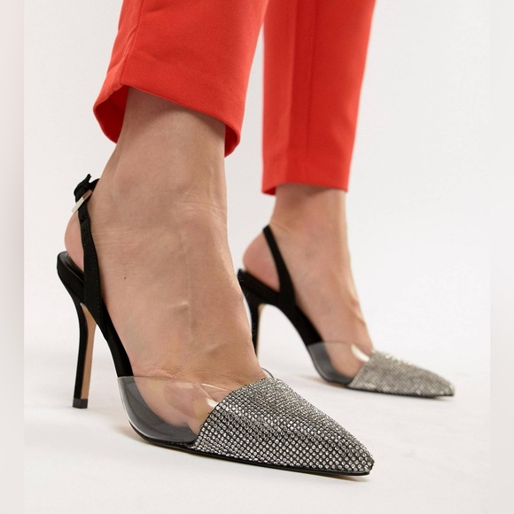 ALDO Sywiel black embellished pointed toe slingback heels - Picture 5 of 6